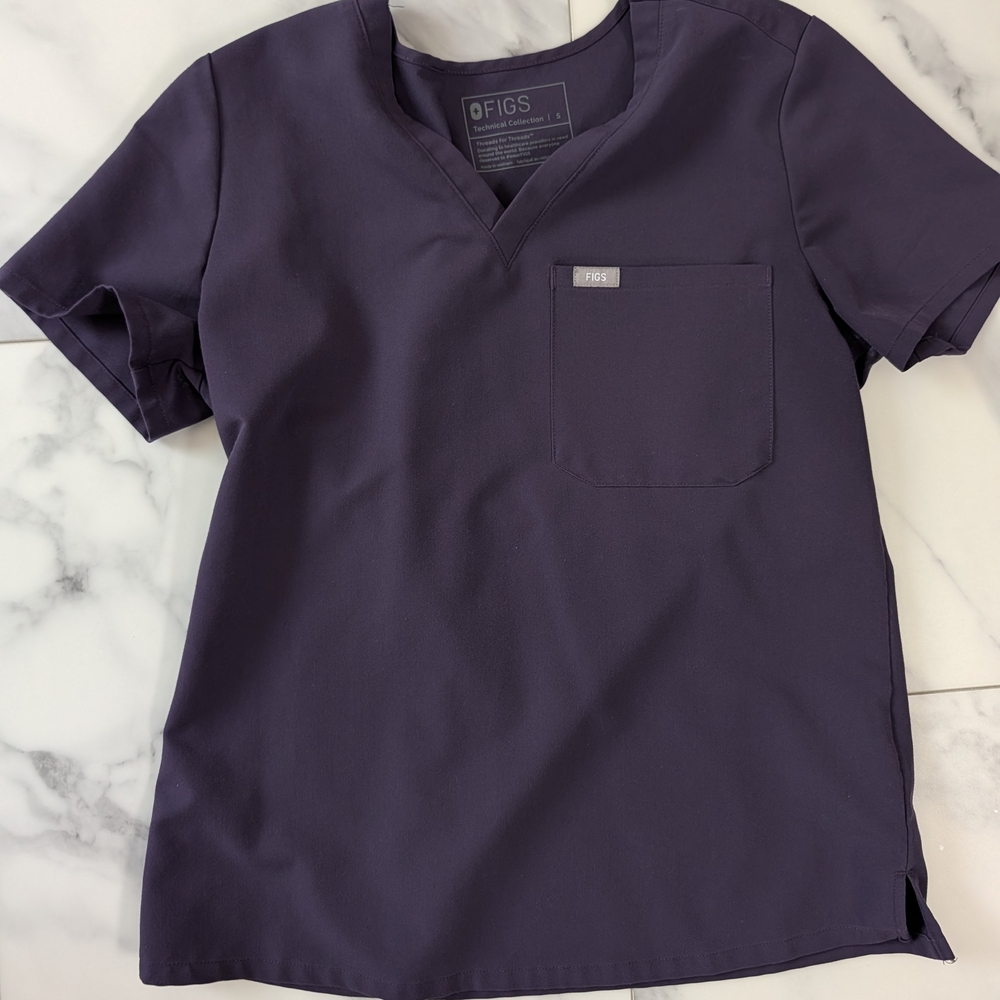 Figs Deep Purple V-Neck Scrub Top
